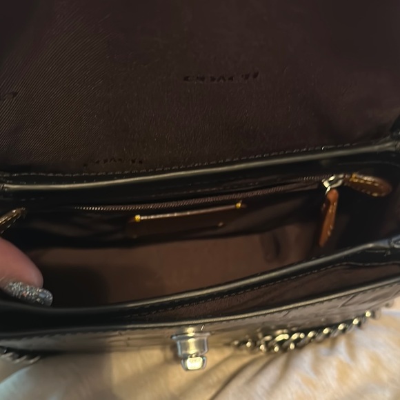 Coach Black Croc-Embossed Leather Bag - Picture 6 of 7